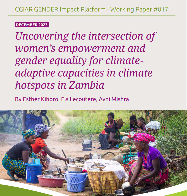 Uncovering the intersection of women’s empowerment and gender equality for climate adaptive capacities in climate hotspots in Zambia