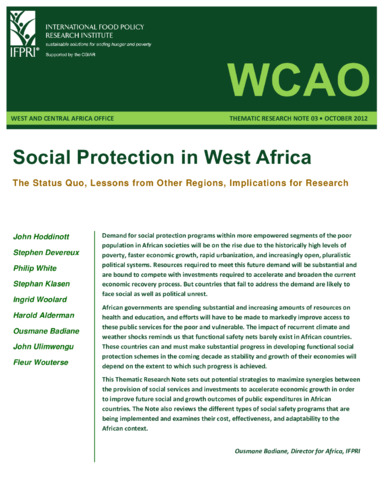 Social protection in West Africa: The status quo, lessons from other regions, implications for research