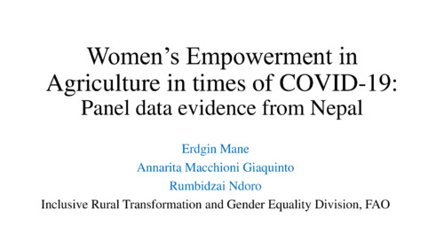 Women’s Empowerment in Agriculture in times of COVID-19: Panel data evidence from Nepal