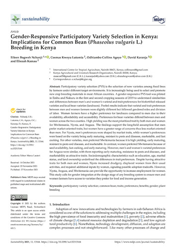 Gender-responsive participatory variety selection in Kenya: Implications for common bean (Phaseolus vulgaris L.) breeding in Kenya