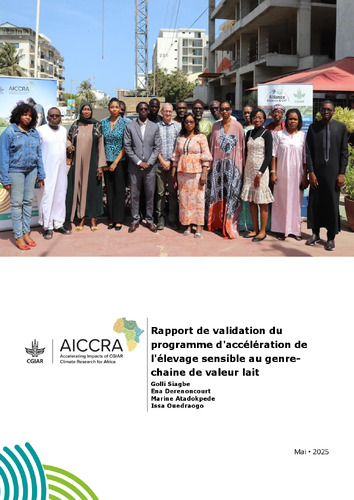 Rapport de validation du programme d'accélération de  l'élevage sensible au genre-chaine de valeur lait