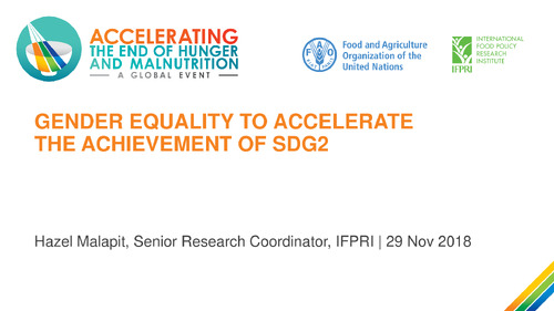 Gender equality to accelerate the achievement of SDG2