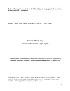 Factors influencing the intensity of use of ICT tools by youth along agricultural value chains: Evidence from Busia County, Kenya.