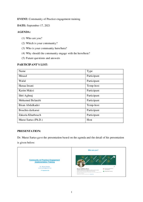 Community of Practice Engagement Training