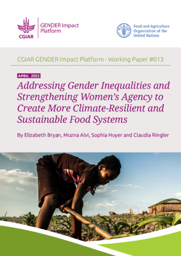 Addressing Gender Inequalities and Strengthening Women’s Agency for Climate-resilient and Sustainable Food Systems