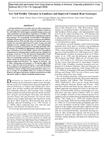 Low soil fertility tolerance in landraces and improved common beans genotypes