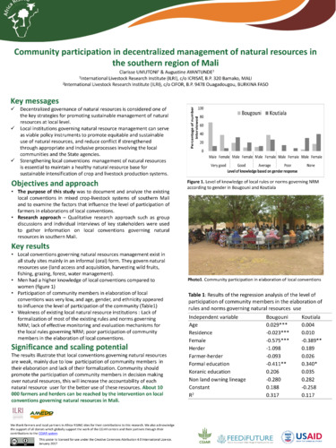 Community participation in decentralized management of natural resources in the southern region of Mali