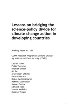 Lessons on bridging the science-policy divide for climate change action in developing countries