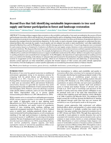 Beyond fixes that fail: identifying sustainable improvements to tree seed supply and farmer participation in forest and landscape restoration