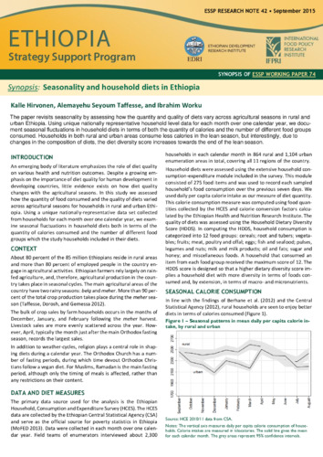 Synopsis: Seasonality and household diets in Ethiopia