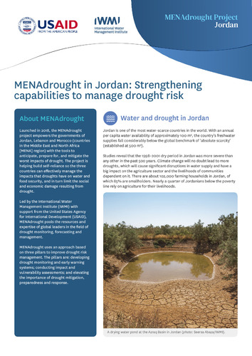 MENAdrought in Jordan: Strengthening 
capabilities to manage drought risk