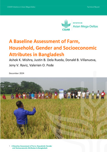 A baseline assessment of farm, household, gender and socioeconomic attributes in Bangladesh