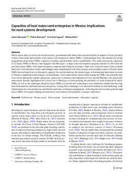 Capacities of local maize seed enterprises in Mexico: implications for seed systems development