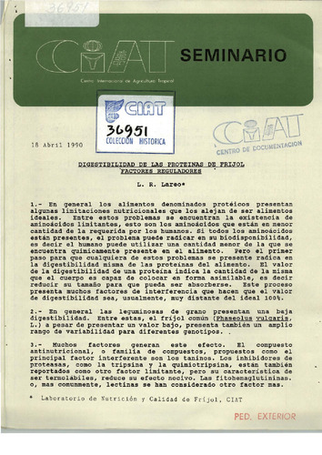 Digestibilidad de las proteinas de frijol factores reguladores