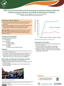 Effect of nutrition education and milk processing on nutritional status of under-five children among dairy farming households in Dedza District of Malawi