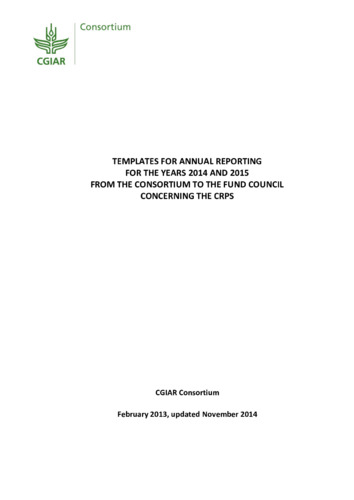 CGIAR Annual Reporting Template for 2014 and 2015