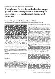 A simple and farmer-friendly decision support system for enhancing water use efficiency in agriculture: tool development, testing and validation