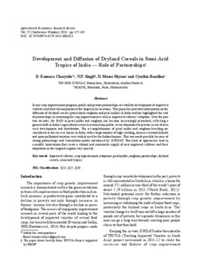 Development and Diffusion of Dryland Cereals in Semi-Arid Tropics of India — Role of Partnerships