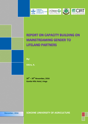 Report on capacity building on mainstreaming gender to lifeland partners