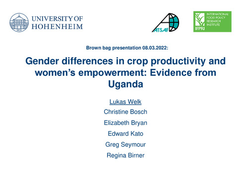 Gender differences in crop productivity and women’s empowerment: Evidence from Uganda