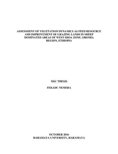 Assessment of Vegetation and Improving Grazing Lands for Sheep Production in West Shoa Zone