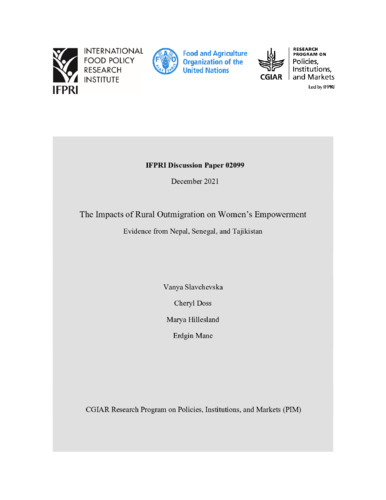 The impacts of rural outmigration on women’s empowerment: Evidence from ...