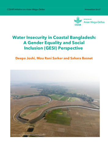 Water Insecurity in Coastal Bangladesh: A Gender Equality and Social Inclusion (GESI) Perspective