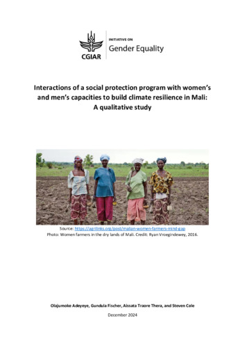 Interactions of a social protection program with women’s and men’s capacities to build climate resilience in Mali:  a qualitative study