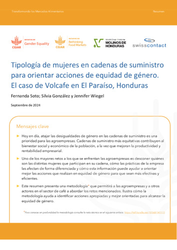 Tipología de mujeres en cadenas de suministro para orientar acciones de equidad de género. El caso de Volcafe en El Paraíso, Honduras