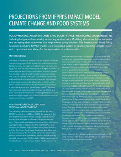 Projections from IFPRI's IMPACT model: Climate change and food systems