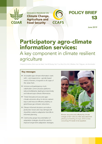 Participatory agro-climate information services: A key component in climate resilient agriculture