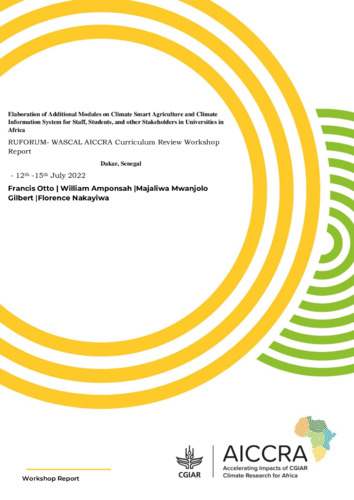 Elaboration of Additional Modules on Climate Smart Agriculture and Climate Information System for Staff, Students, and other Stakeholders in Universities in Africa