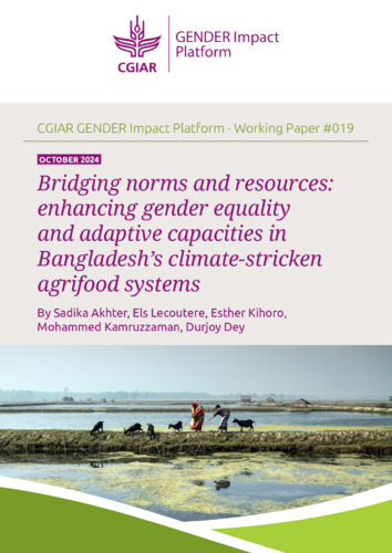 Bridging norms and resources: Enhancing gender equality and adaptive capacities in Bangladesh’s climate-stricken agrifood systems