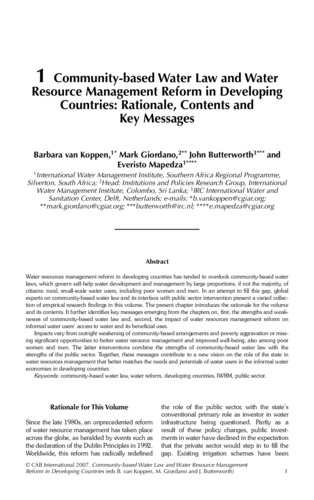 Community-based water law and water resource management reform in developing countries: rationale, contents and key messages