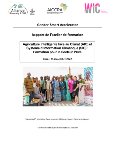 Agriculture Intelligente face au Climat (AIC) et Systeme d'information Climatique (SIC): Formation pour le Secteur Privé