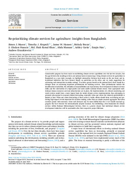 Re-prioritizing climate services for agriculture: Insights from Bangladesh