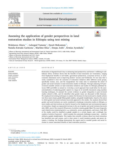 Assessing the application of gender perspectives in land restoration studies in Ethiopia using text mining