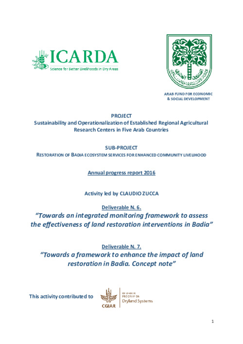 Towards an integrated monitoring framework to assess the effectiveness of land restoration interventions in Badia, and a framework to enhance the impact of land restoration