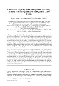 Production Rigidity, Input Lumpiness, Efficiency, and the Technological Hurdle of Quebec Dairy Farms