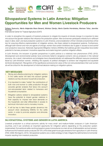 Silvopastoral systems in Latin America: mitigation opportunities for men and women livestock producers