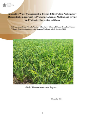 Innovative water management in irrigated rice fields: participatory demonstration approach to promoting alternate wetting and drying and tailwater harvesting in Ghana