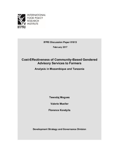 Cost-effectiveness of community-based gendered advisory services to farmers: Analysis in Mozambique and Tanzania