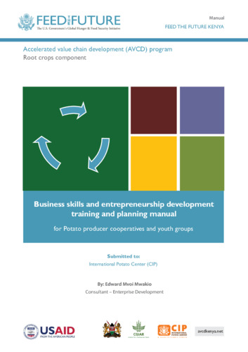 Business skills and entrepreneurship development training and planning manual for potato producer cooperatives and youth groups