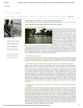 Aquaculture and risk: a development perspective