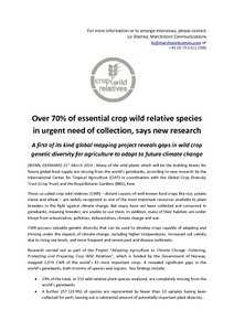 Over 70% of essential crop wild relative species in urgent need of collection, says new research