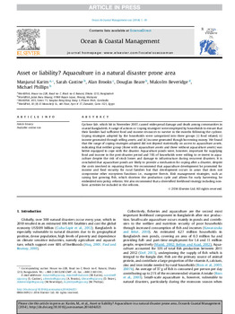 Asset or liability? Aquaculture in a natural disaster prone area