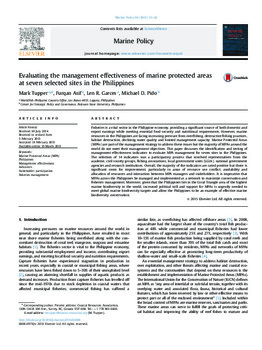 Evaluating the management effectiveness of marine protected areas at seven selected sites in the Philippines