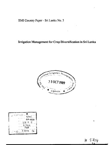 Irrigation management for crop diversification in Sri Lanka: a synthesis in current research