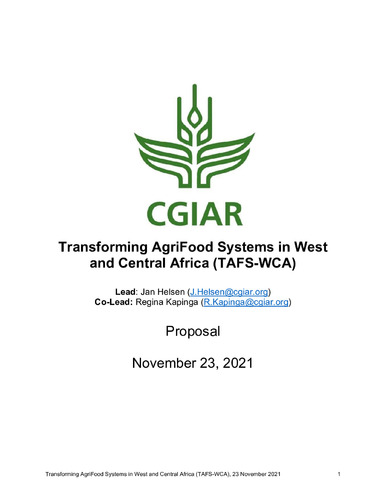 Transforming AgriFood Systems in West and Central Africa - Proposal