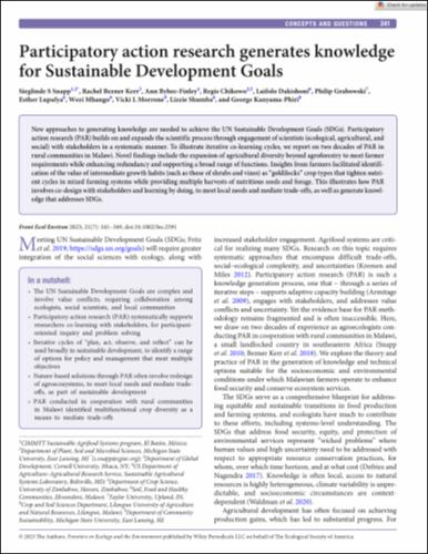 Participatory action research generates knowledge for Sustainable Development Goals